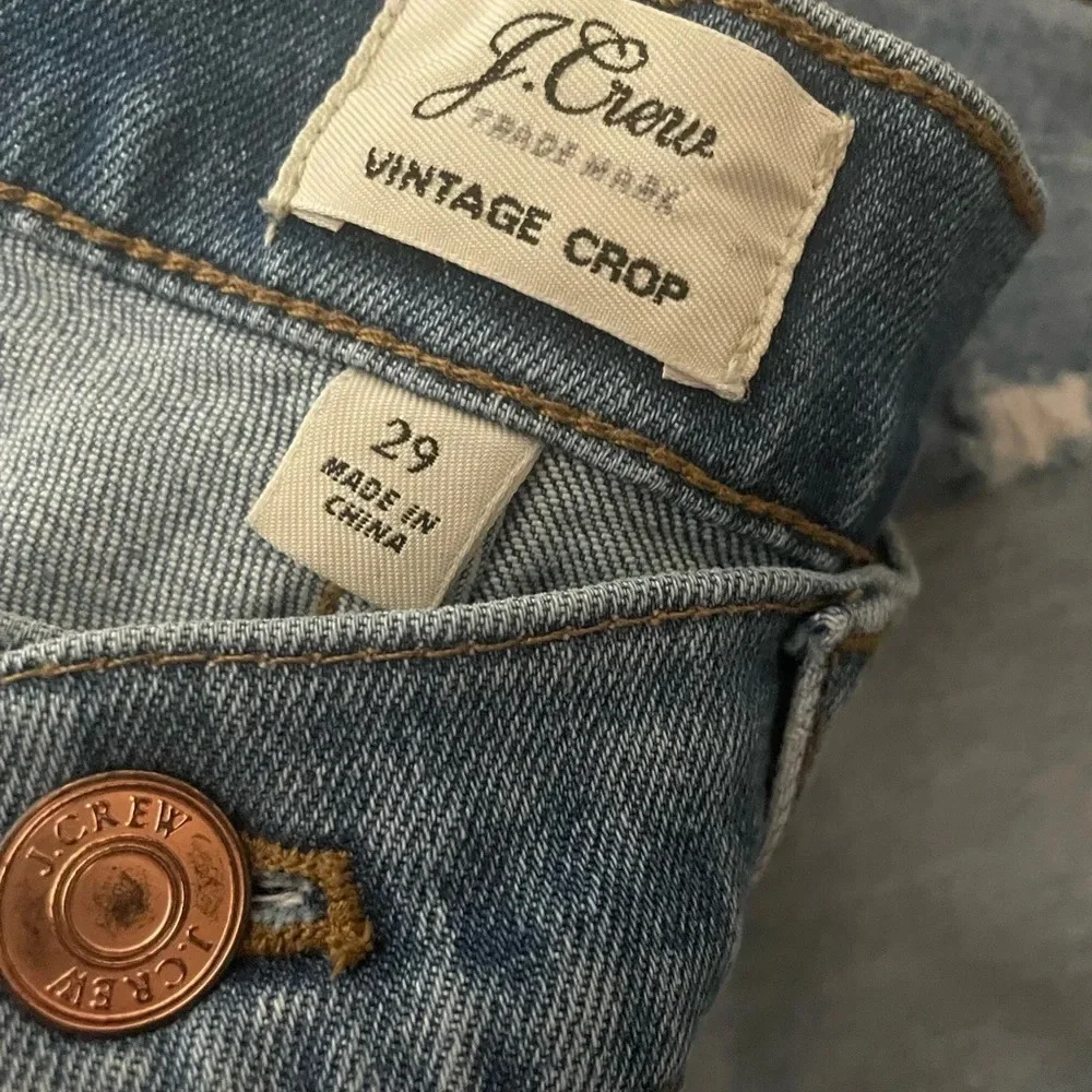 J. Crew High Rise Distressed Vintage Cropped Jeans Size 29